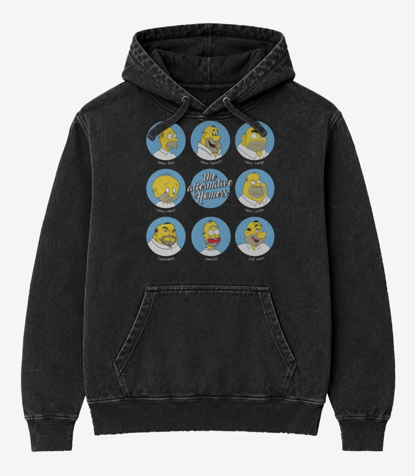 Poleron Canguro Acid Wash Negro de Homeroverse