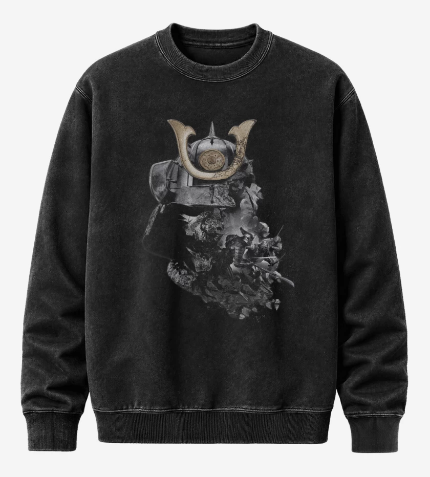 Poleron Polo Acid Wash Negro de Ghost of tushima