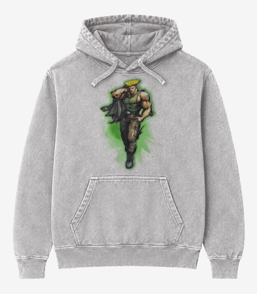 Poleron Canguro Acid Wash Gris Melange de Guile