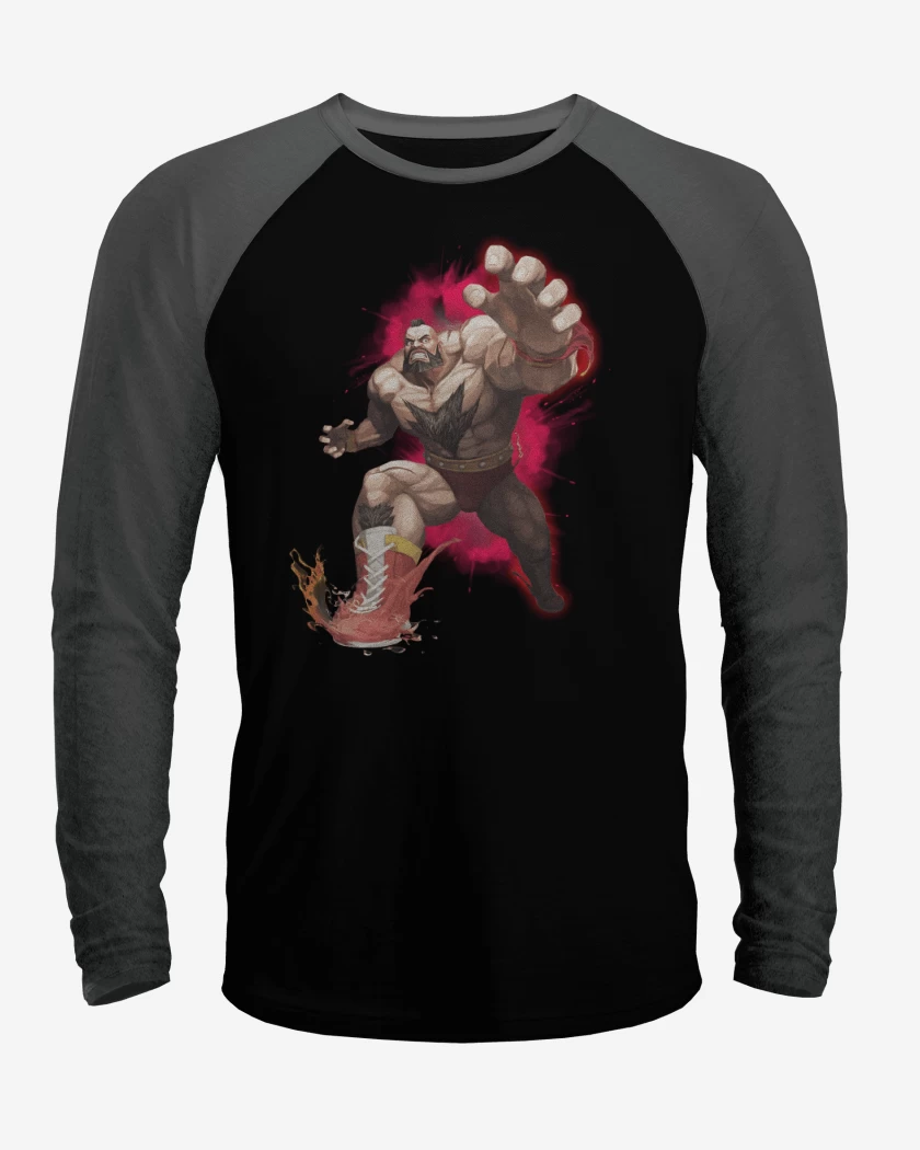 Polera Raglan Negro / Negro Heather de Zangief