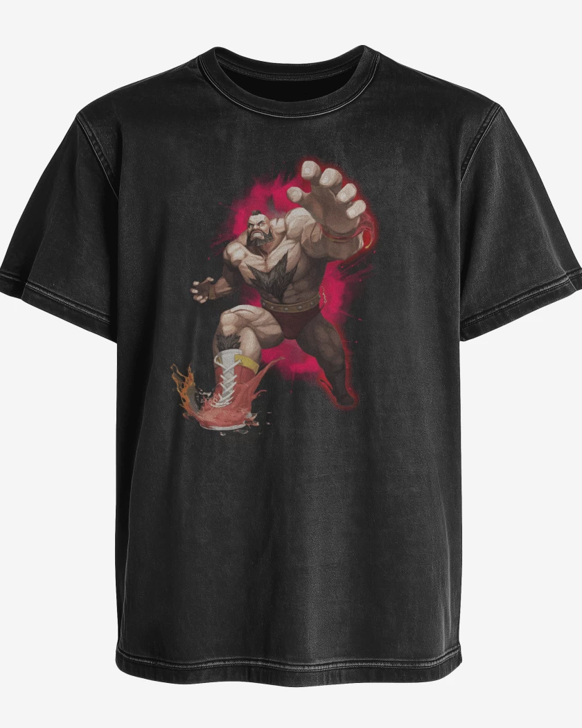 Polera desgastada Negro de Zangief