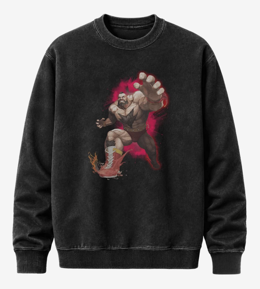 Poleron Polo Acid Wash Negro de Zangief