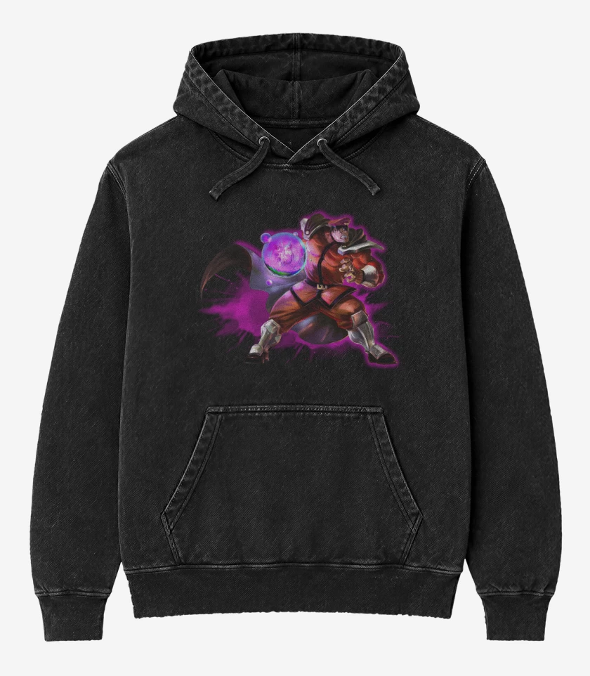 Poleron Canguro Acid Wash Negro de Bison