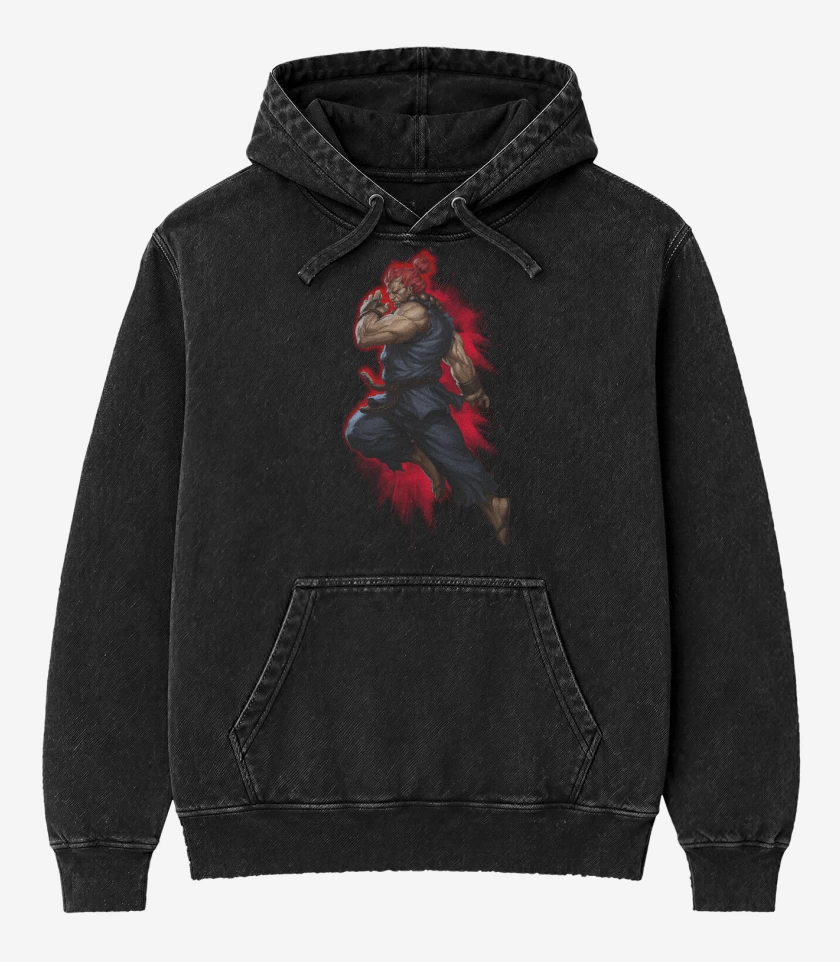 Poleron Canguro Acid Wash Negro de Akuma