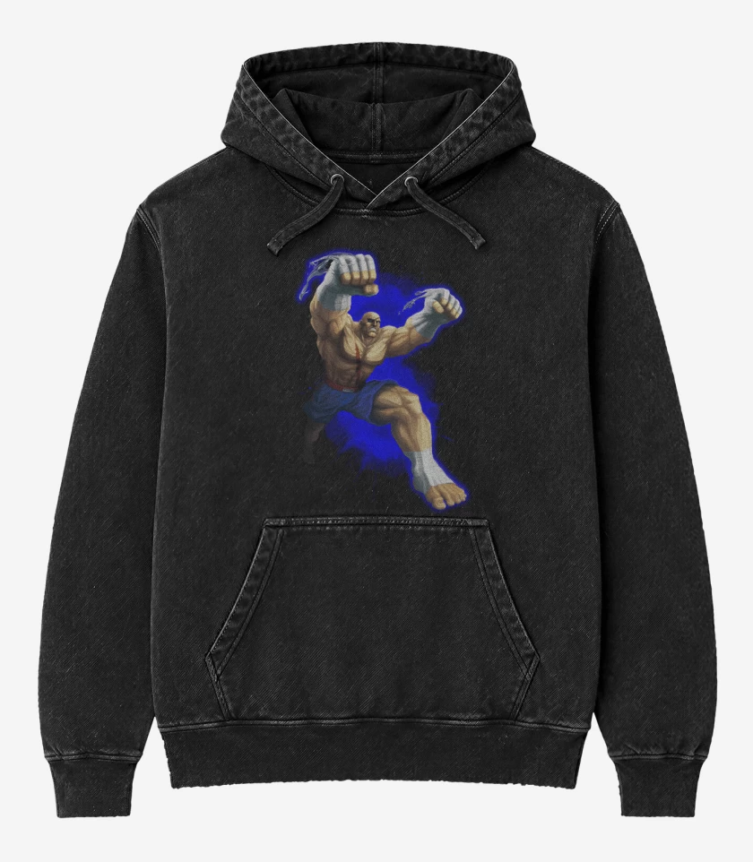 Poleron Canguro Acid Wash Negro de Sagat