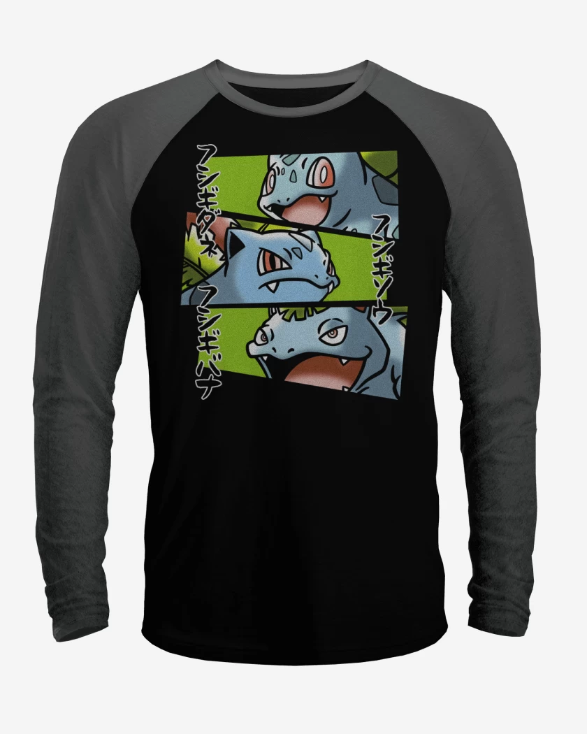 Polera Raglan Negro / Negro Heather de Tipo Planta Definitivo