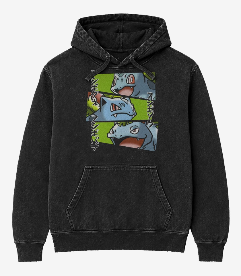 Poleron Canguro Acid Wash Negro de Tipo Planta Definitivo