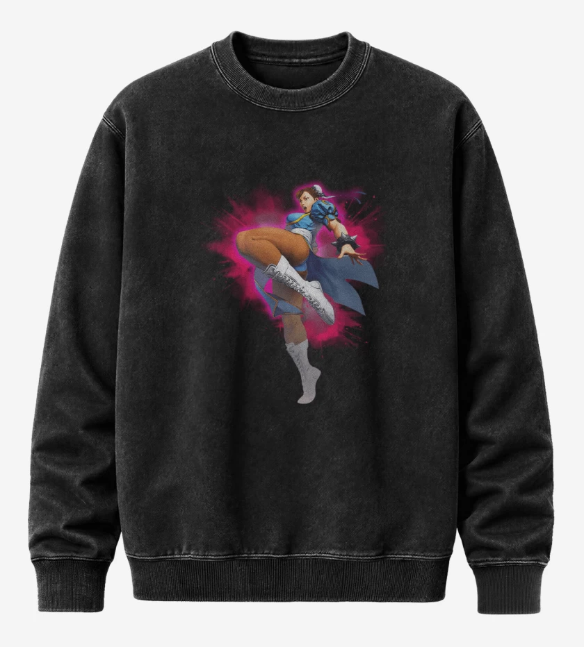 Poleron Polo Acid Wash Negro de Chu lii