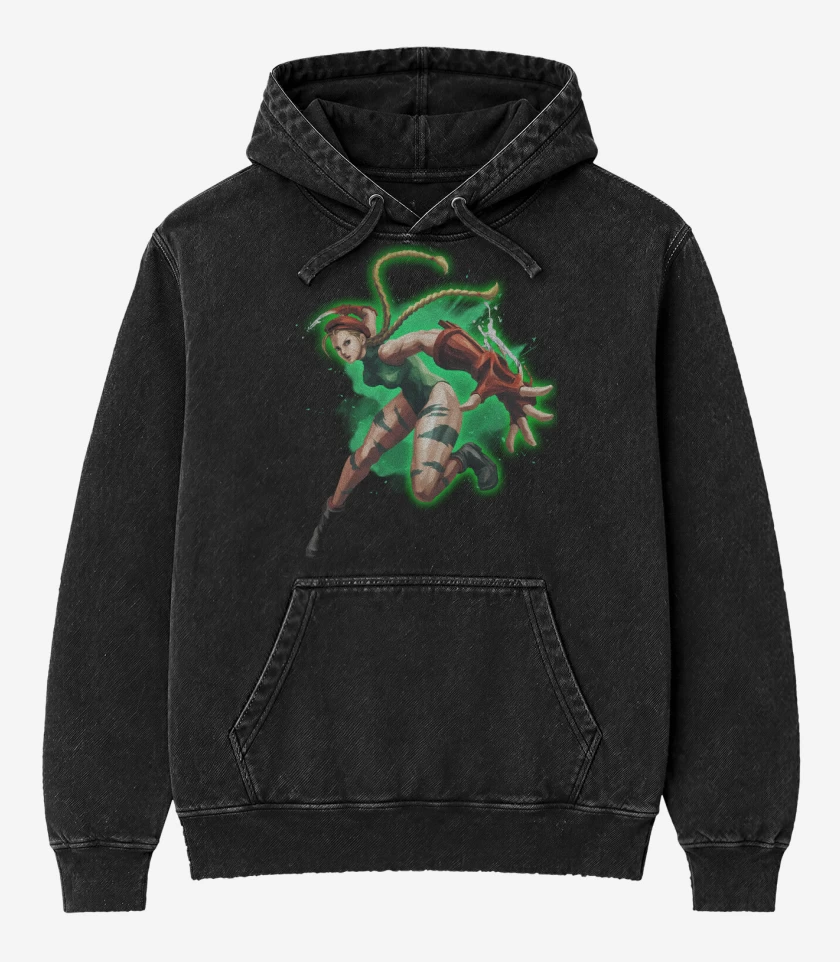 Poleron Canguro Acid Wash Negro de Cammy