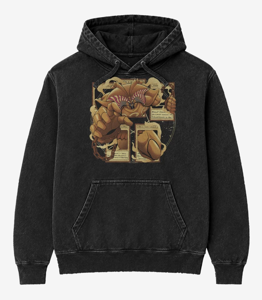 Poleron Canguro Acid Wash Negro de Exodia, El Prohibido