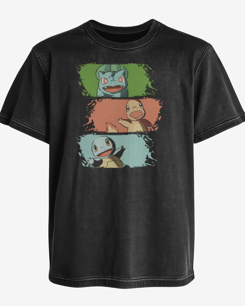 Polera desgastada Negro de Iniciales