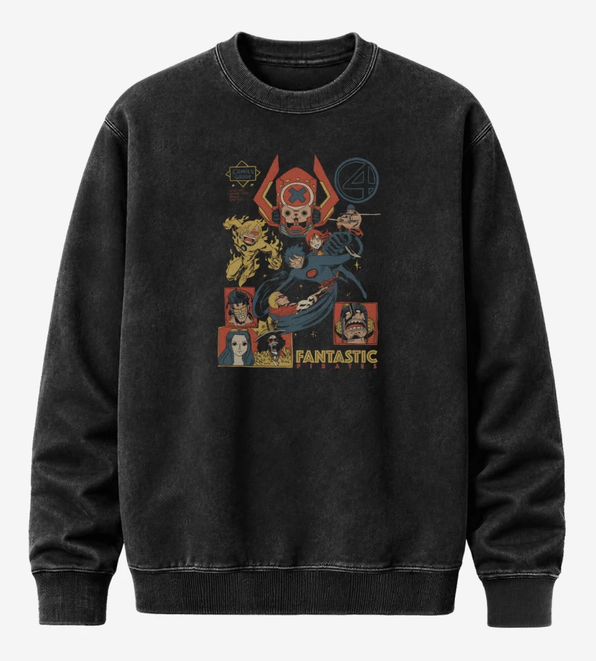 Poleron Polo Acid Wash Negro de Fantastic Pirates