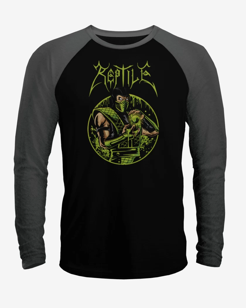 Polera Raglan Negro / Negro Heather de Reptile Immortal