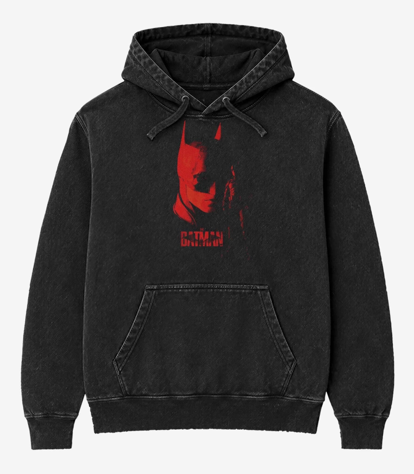 Poleron Canguro Acid Wash Negro de The Batman