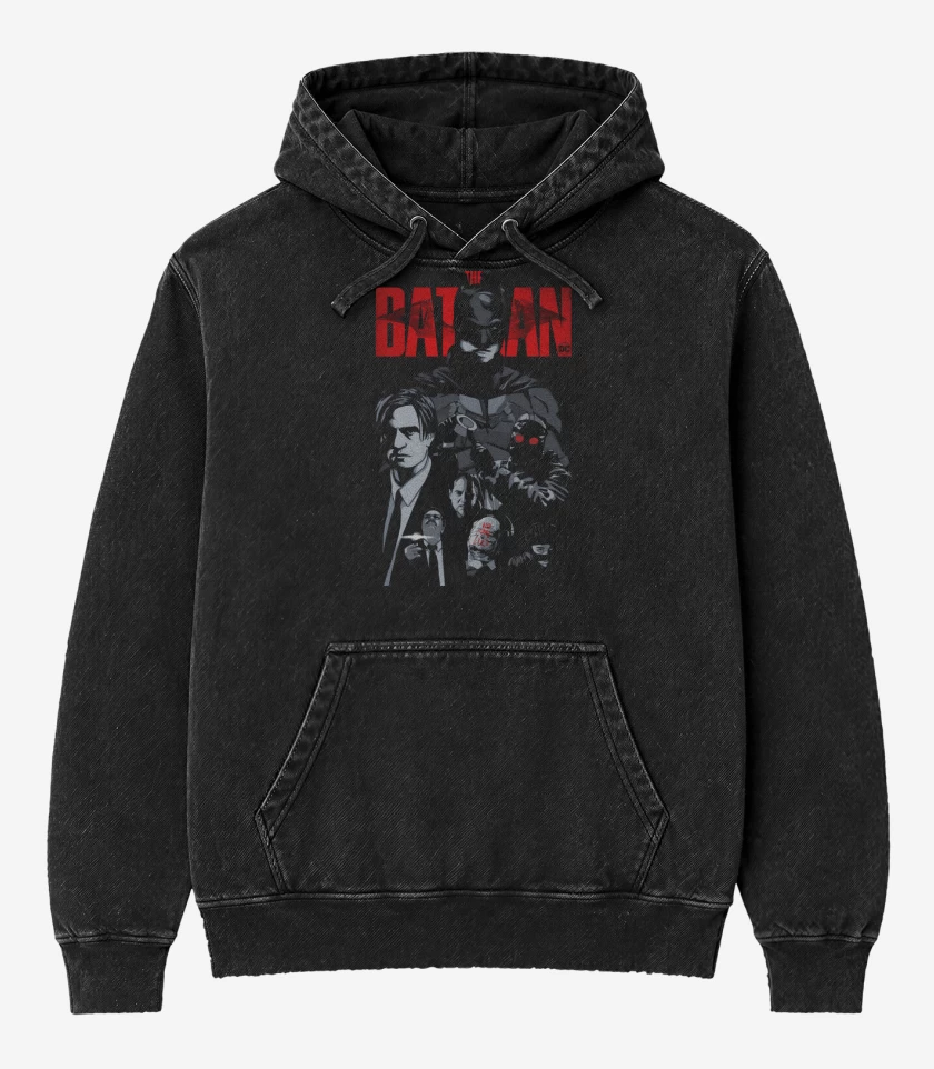 Poleron Canguro Acid Wash Negro de The Batman: Movie