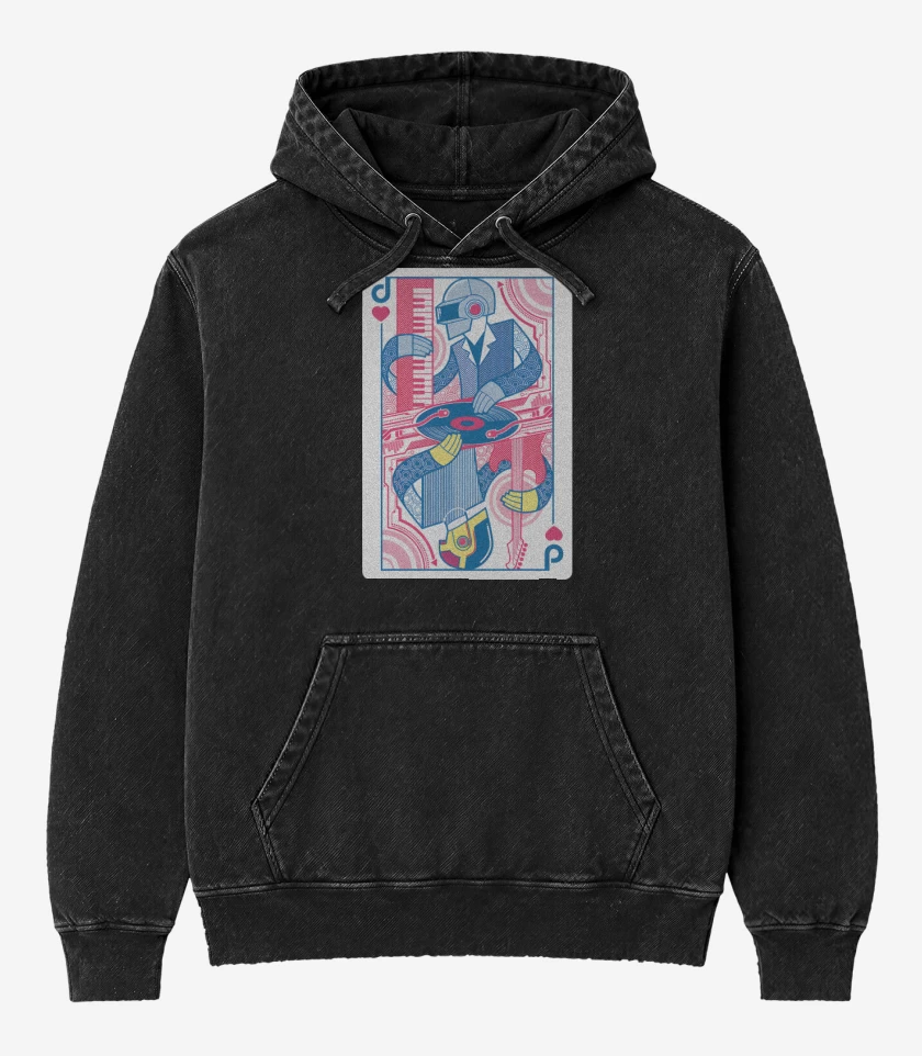 Poleron Canguro Acid Wash Negro de Daft King