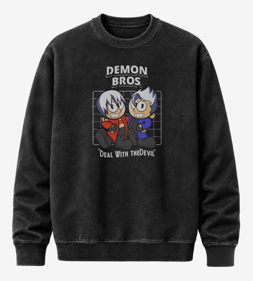 Poleron Polo Acid Wash Negro de Demon Bros