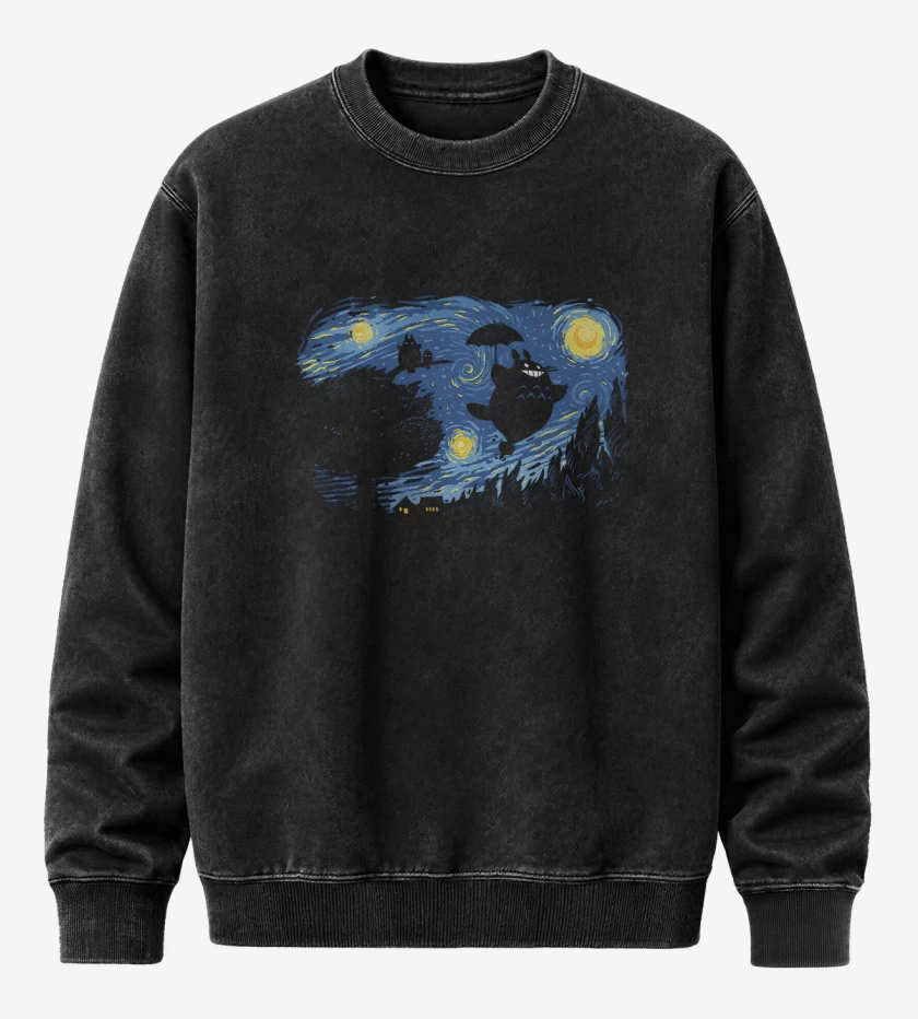 Poleron Polo Acid Wash Negro de Van Ghibli