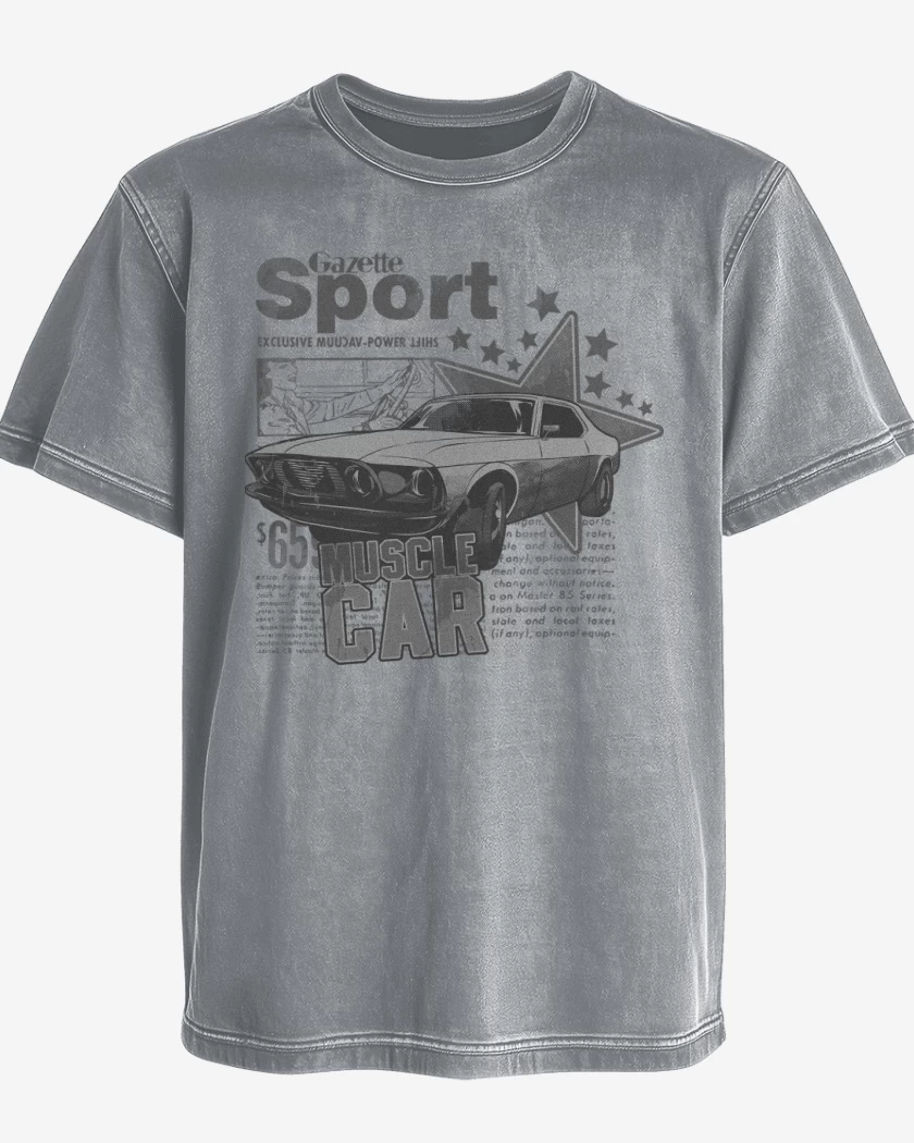 Polera desgastada Gris Melange de Muscle Car
