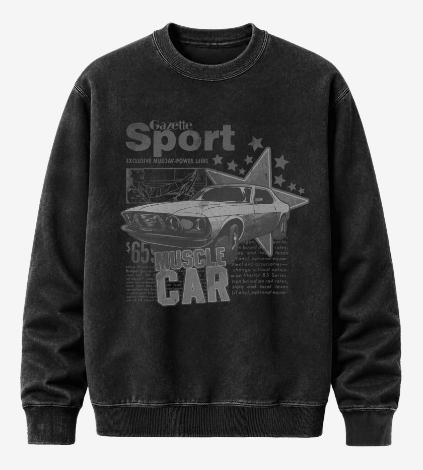 Poleron Polo Acid Wash Negro de Muscle Car
