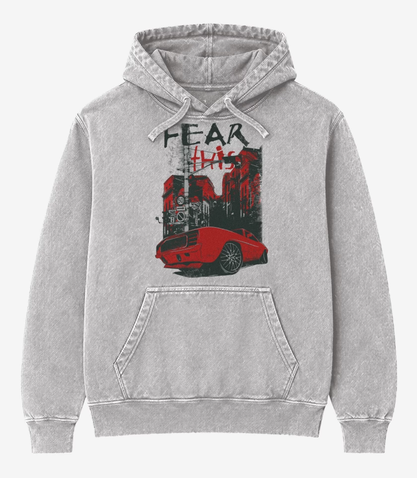 Poleron Canguro Acid Wash Gris Melange de Fear 