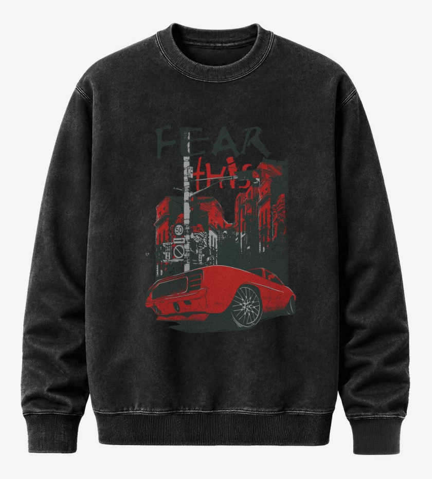 Poleron Polo Acid Wash Negro de Fear 