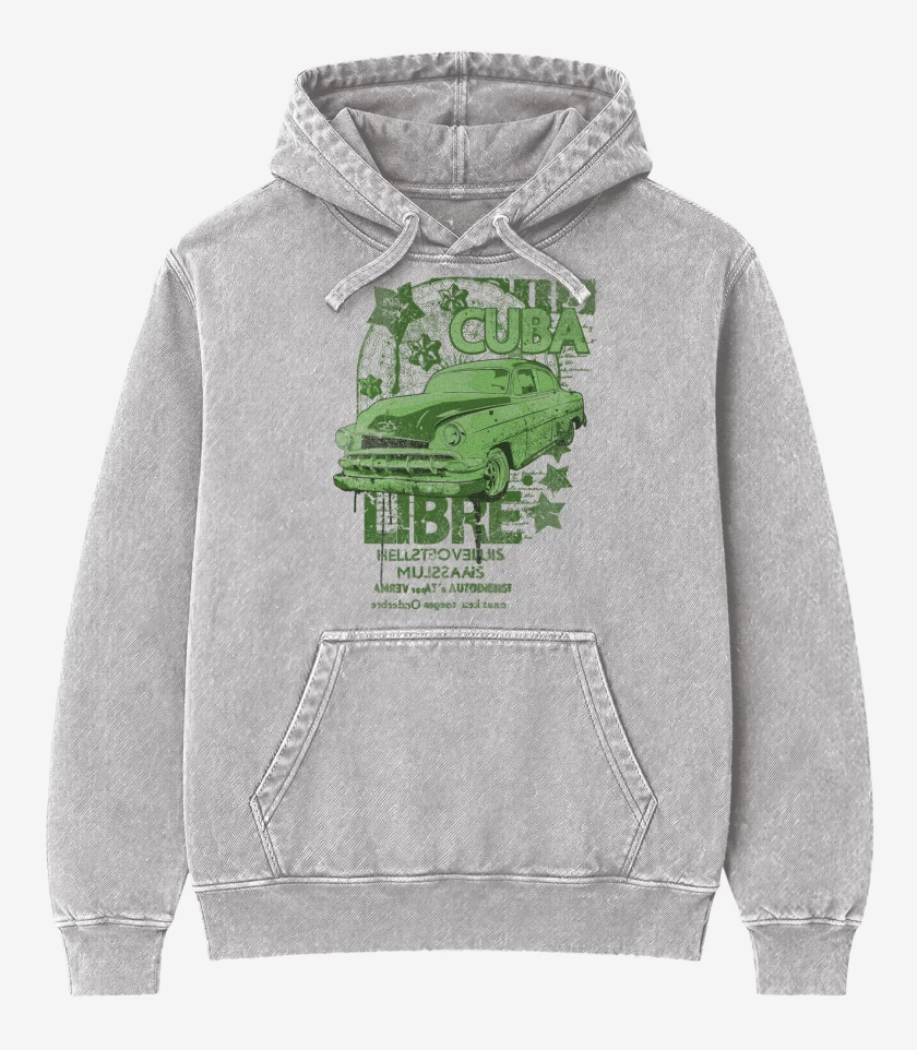 Poleron Canguro Acid Wash Gris Melange de Free Cuba