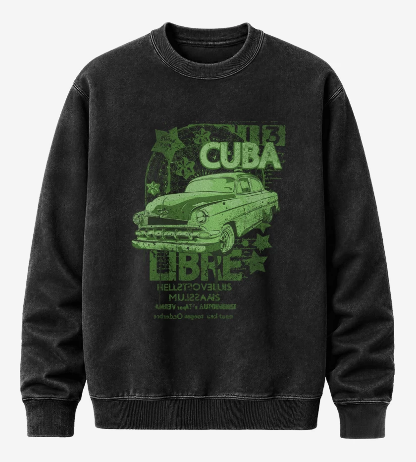 Poleron Polo Acid Wash Negro de Free Cuba