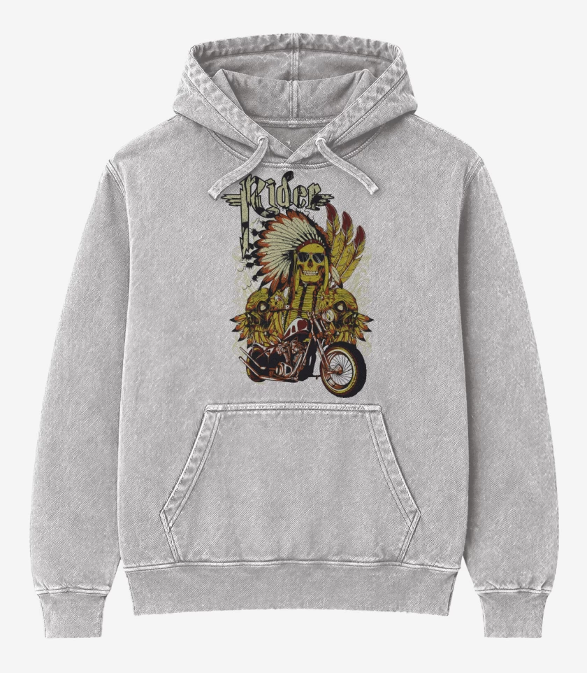 Poleron Canguro Acid Wash Gris Melange de Rider
