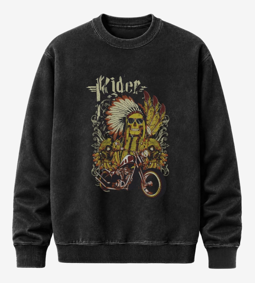 Poleron Polo Acid Wash Negro de Rider