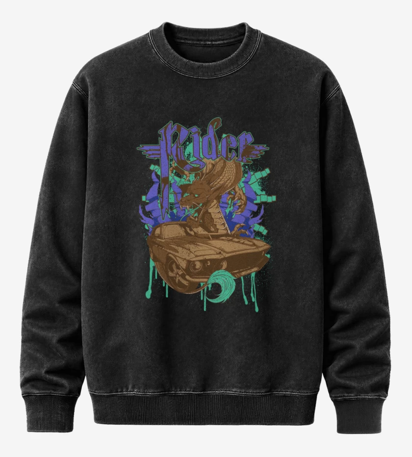 Poleron Polo Acid Wash Negro de Rider 2