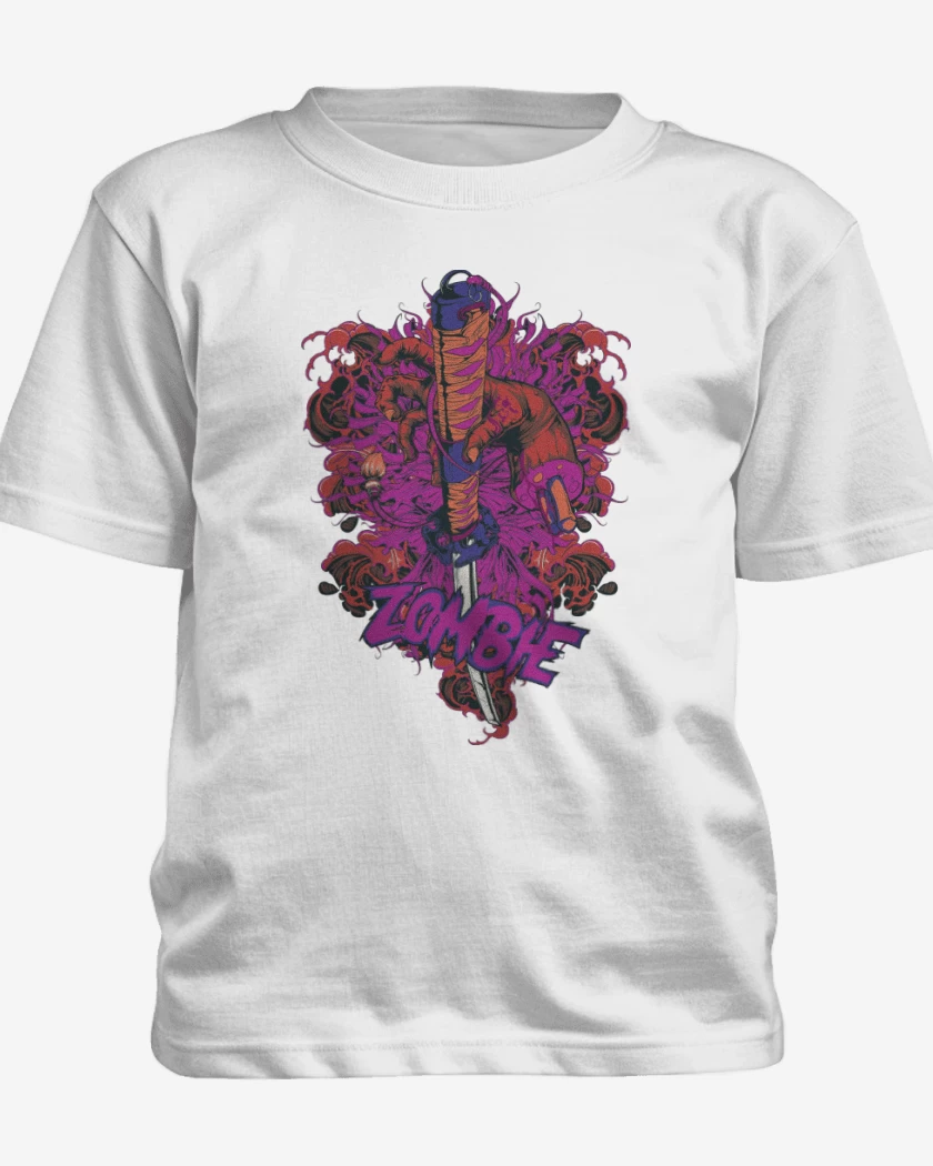 Polera de niño Blanco de Espada Zombie