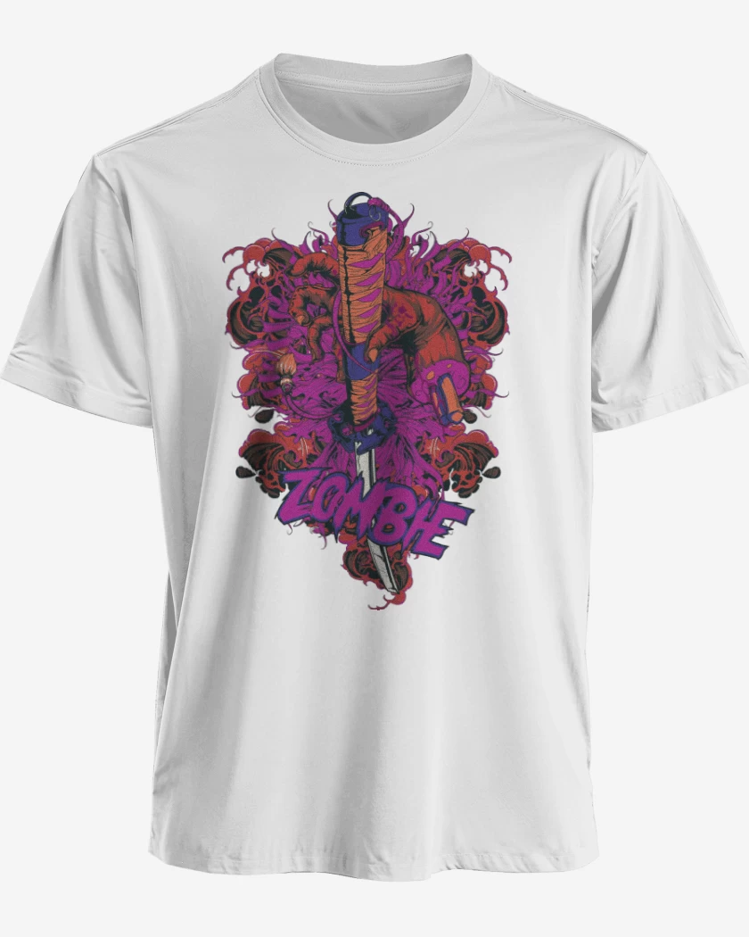Polera premium Blanco de Espada Zombie