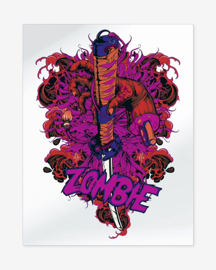 Print metalico Blanco de Espada Zombie