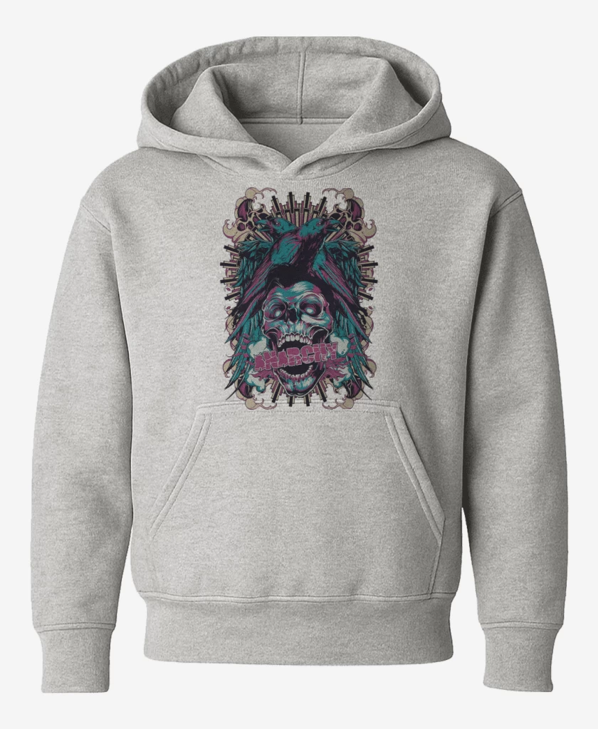 Poleron de niño Gris Melange de Anarchy Skull 