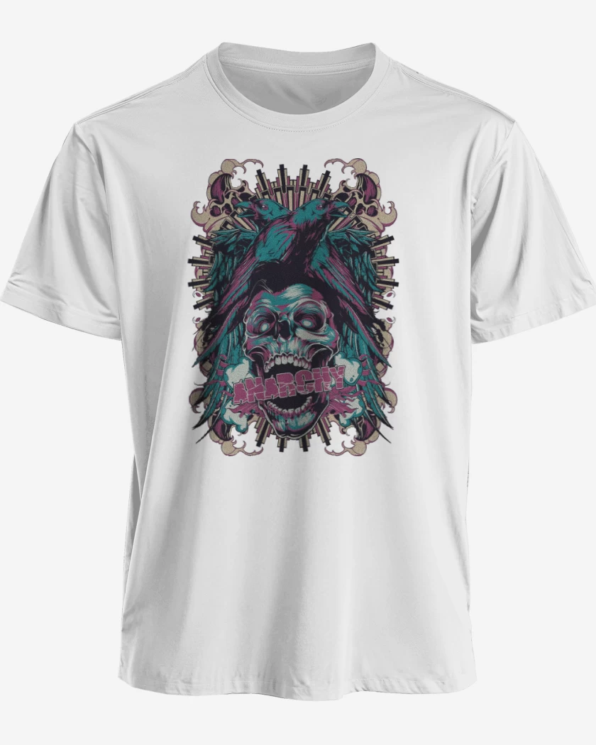 Polera premium Blanco de Anarchy Skull 
