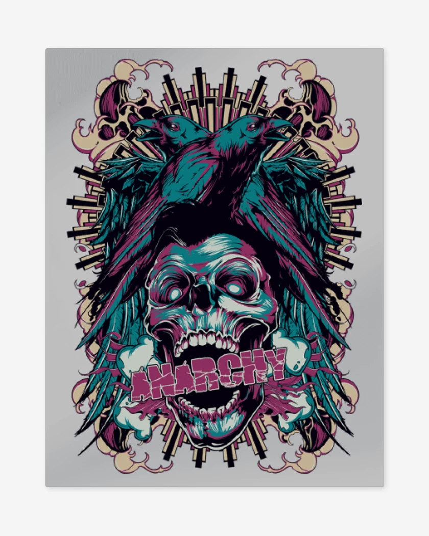 Print metalico Gris Melange de Anarchy Skull 