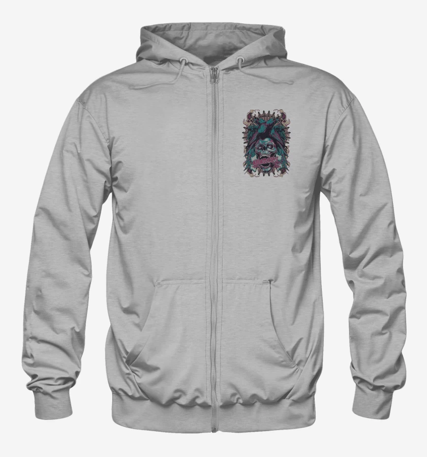 Poleron Canguro con cierre Gris Melange de Anarchy Skull 