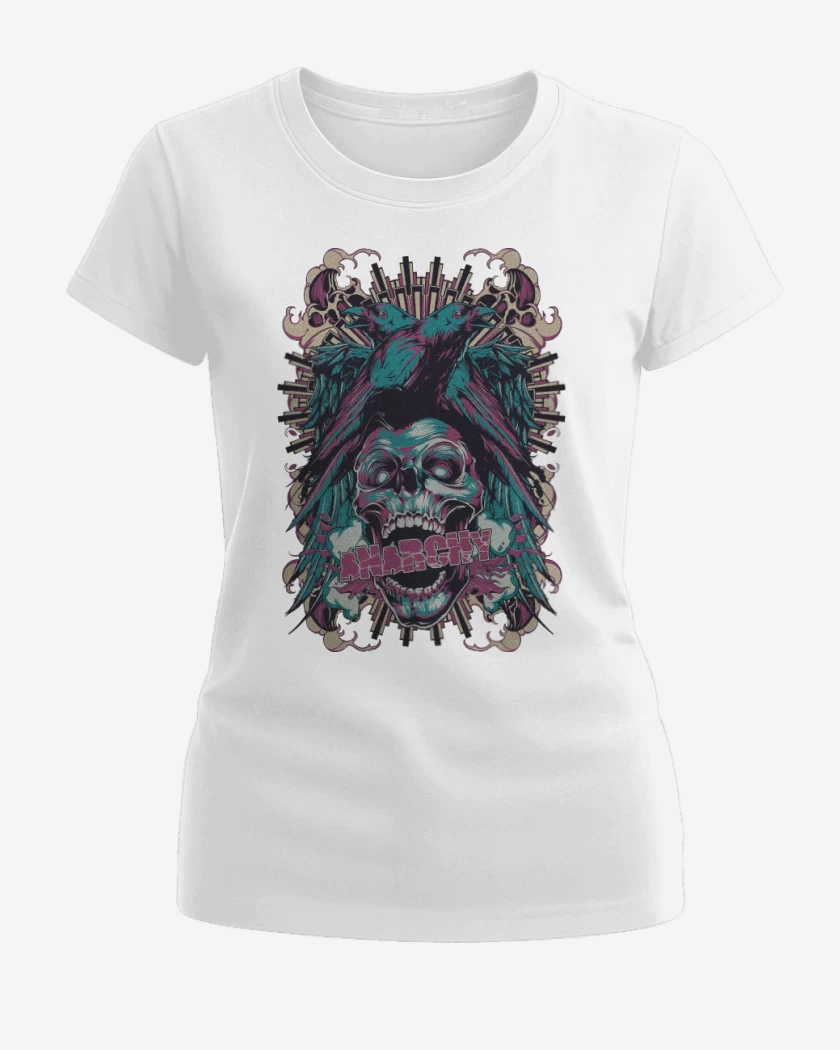 Polera de Mujer Blanco de Anarchy Skull 