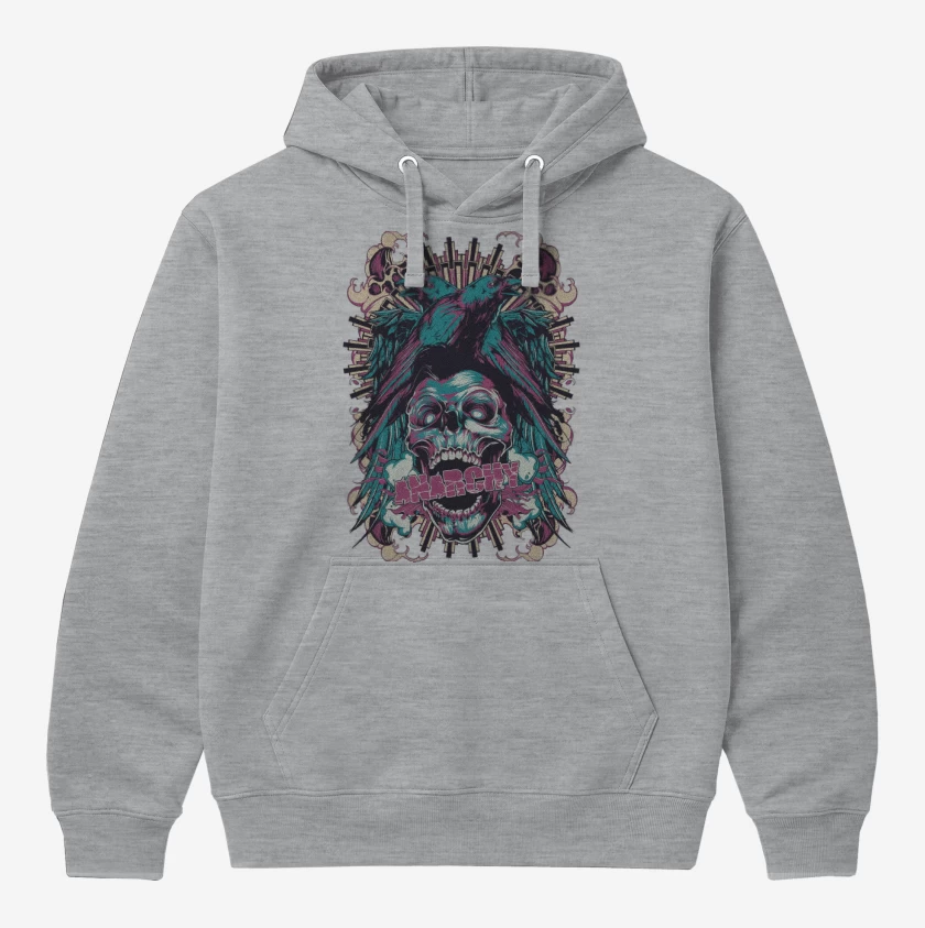 Polerón Canguro Gris Melange de Anarchy Skull 