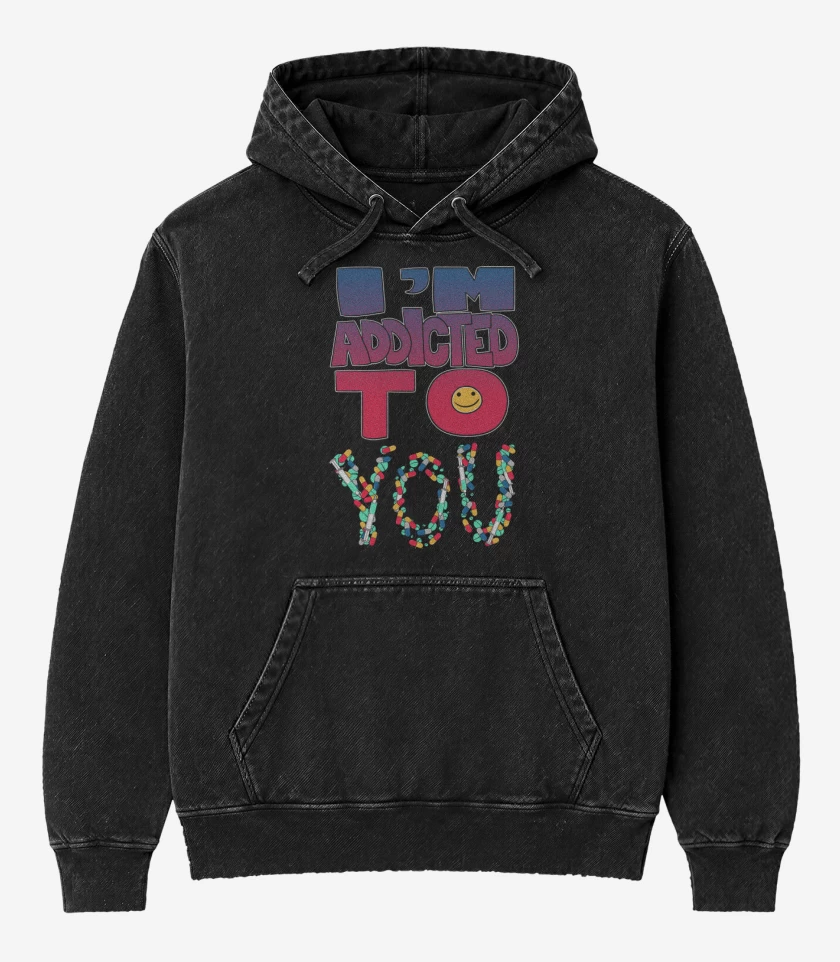 Poleron Canguro Acid Wash Negro de Im addicted