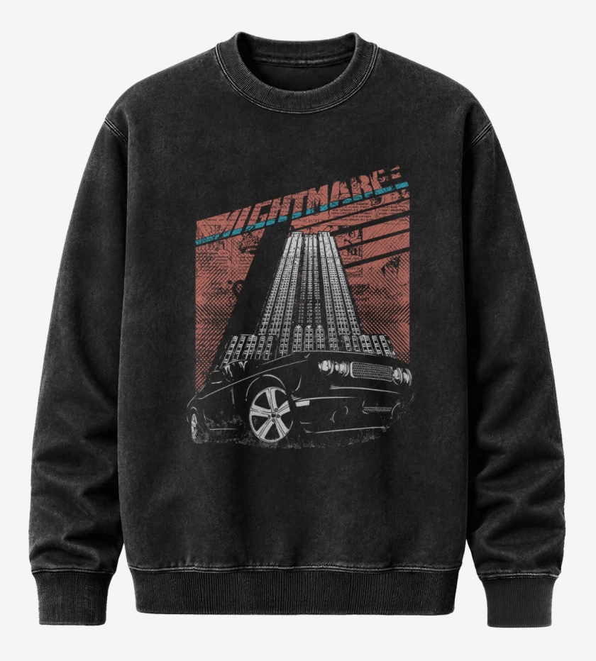 Poleron Polo Acid Wash Negro de Nightmare