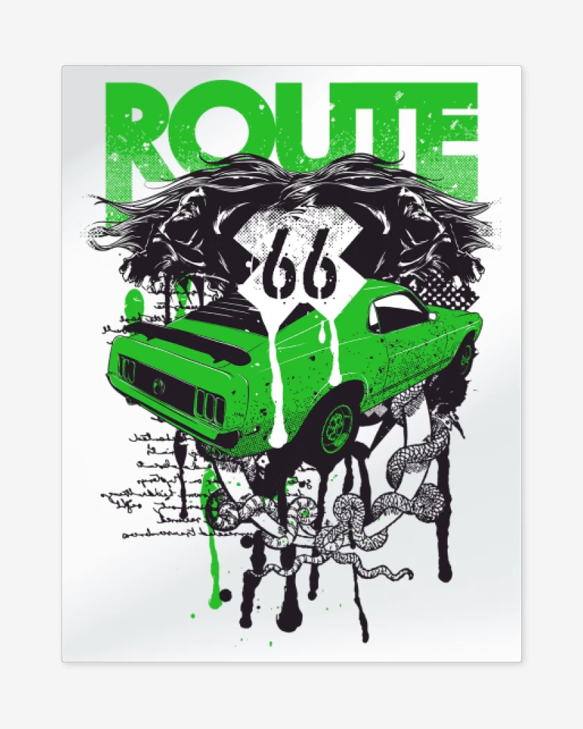 Print metalico Blanco de Ruta 66