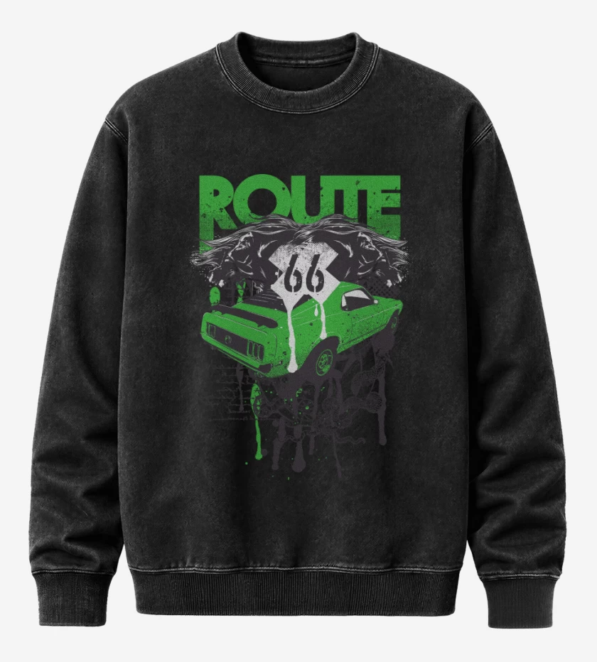 Poleron Polo Acid Wash Negro de Ruta 66