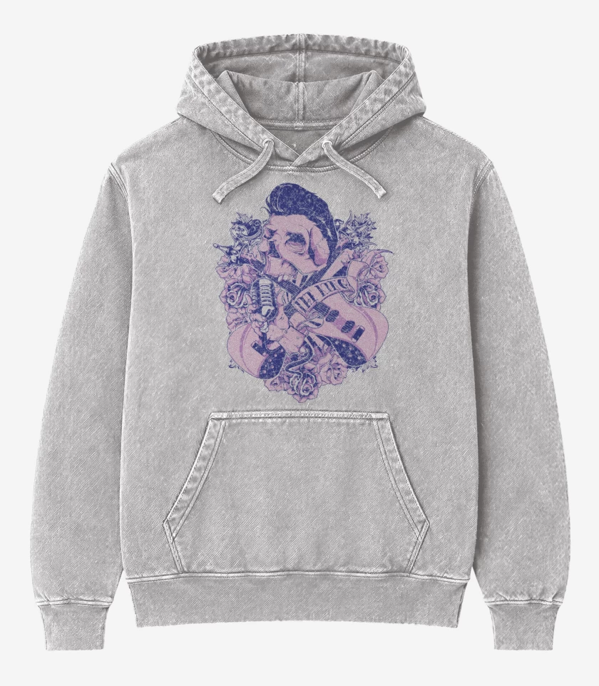 Poleron Canguro Acid Wash Gris Melange de The king