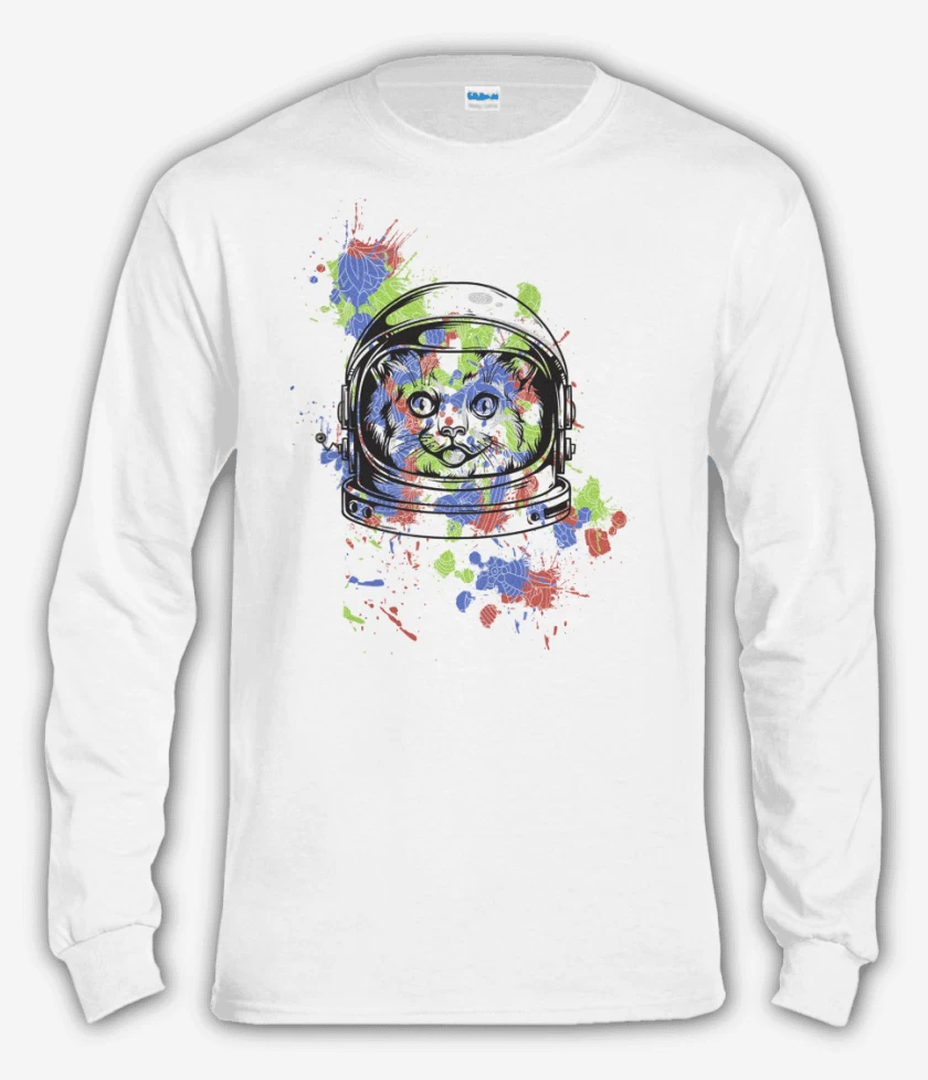 Polera manga larga Blanco de Space Cat