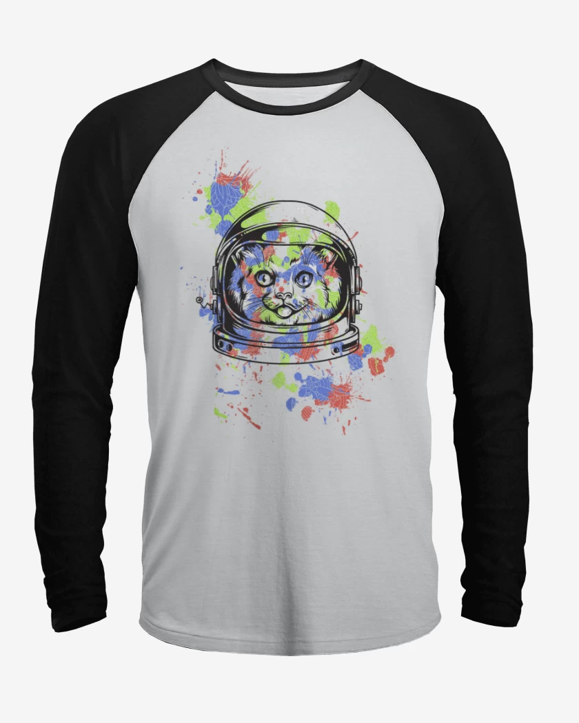 Polera Raglan Blanco / Negro de Space Cat