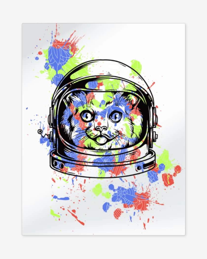 Print metalico Blanco de Space Cat
