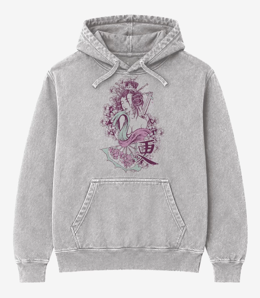 Poleron Canguro Acid Wash Gris Melange de Musa 