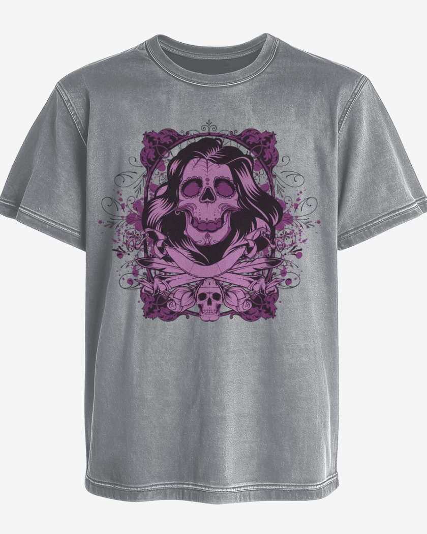 Polera desgastada Gris Melange de Skull sugar 